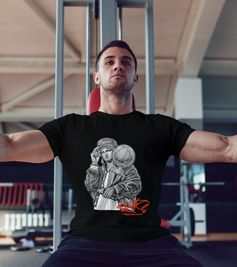 Retired From Society New York Freedom Is A State Of Mind Statue Holding Trophy T-Shirt