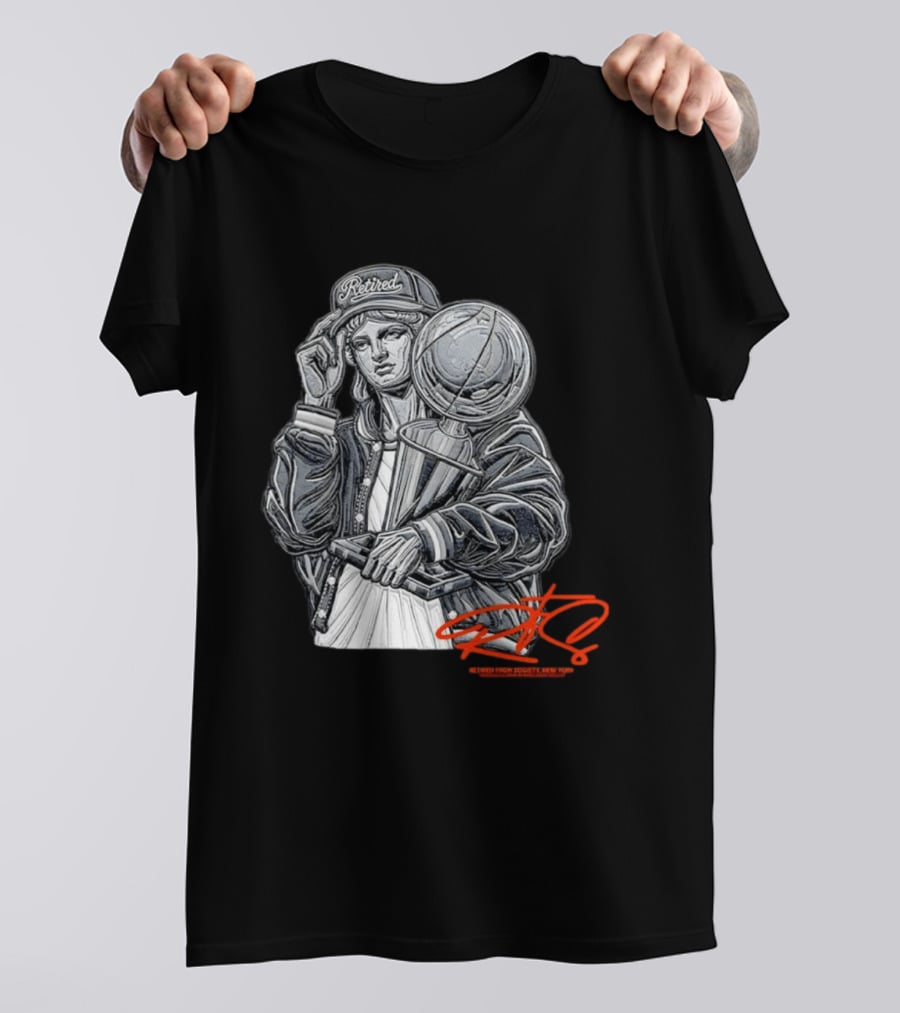 Retired From Society New York Freedom Is A State Of Mind Statue Holding Trophy T-Shirt