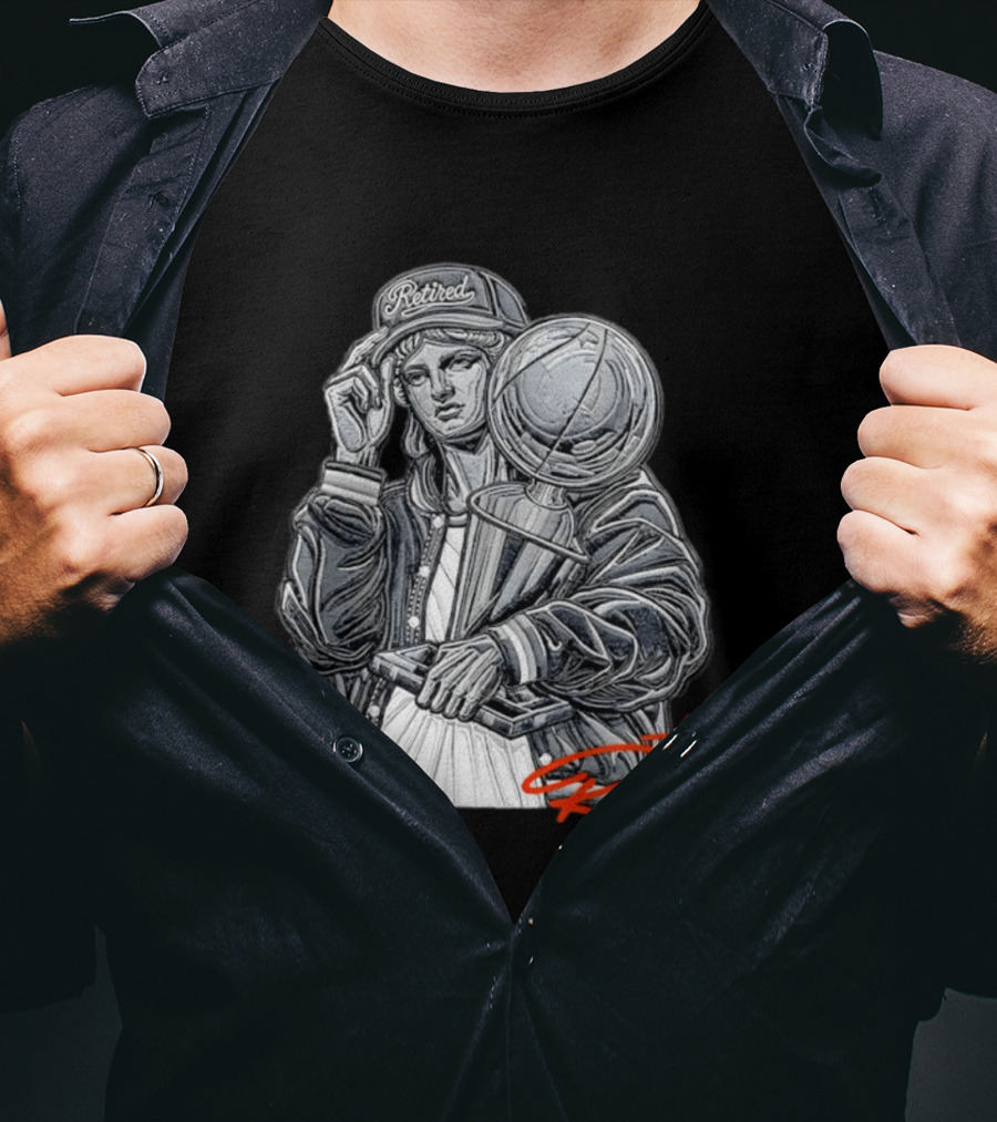 Retired From Society New York Freedom Is A State Of Mind Statue Holding Trophy T-Shirt