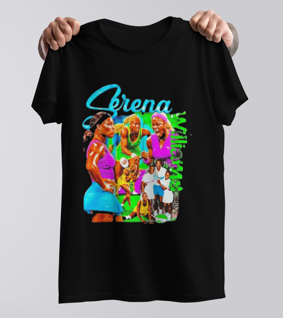 Serena Williams Vibrant Tennis Champion Collage T-Shirt