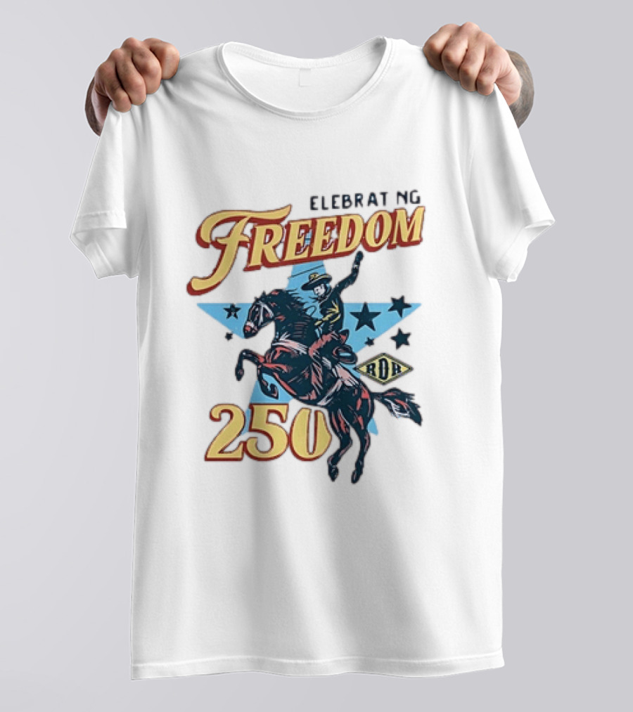 Celebrating Freedom 250 Years RDR Cowboy Rodeo Stars T-Shirt