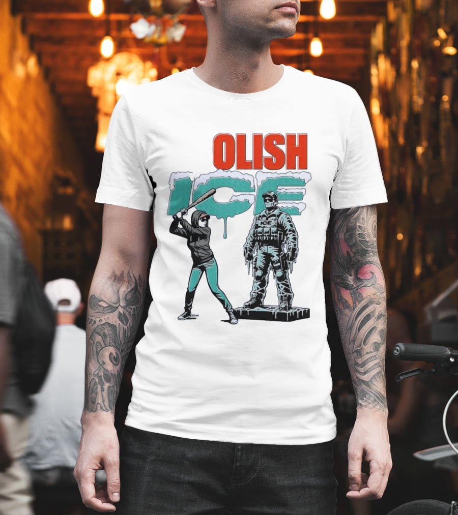 Krime Olish ICE Woman With Baseball Bat Smashing Statue T-Shirt
