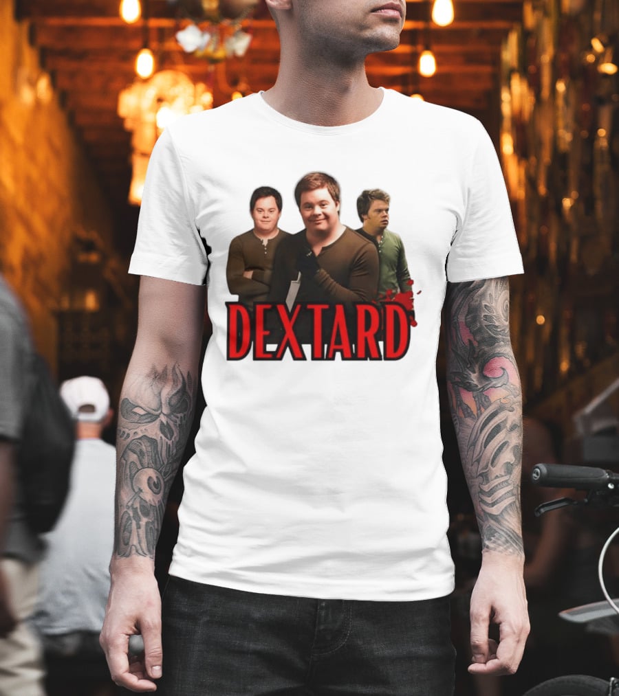 Dextard Meme Parody With Triple Character Image And Red T-Shirt