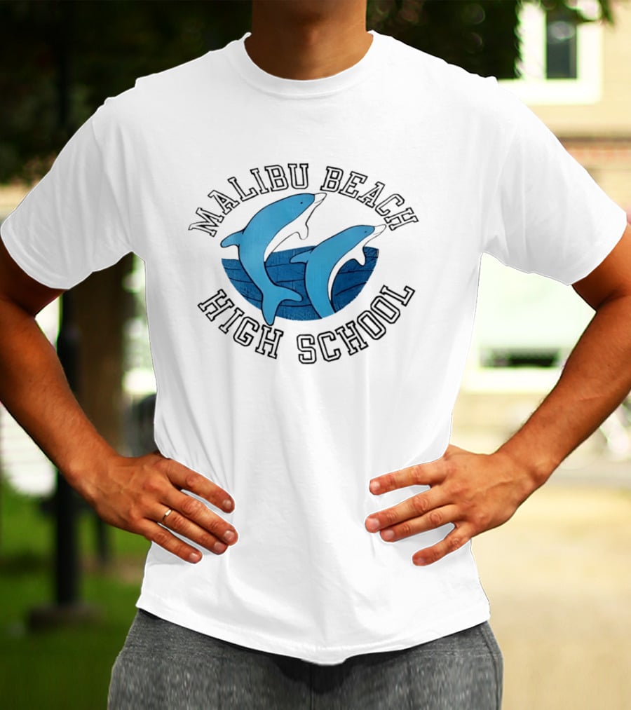 Malibu Beach High School Dolphins Ocean T-Shirt