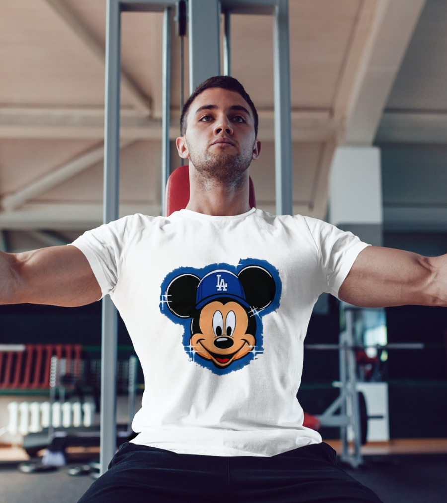 Mickey Mouse Wearing LA Dodgers Hat T-Shirt