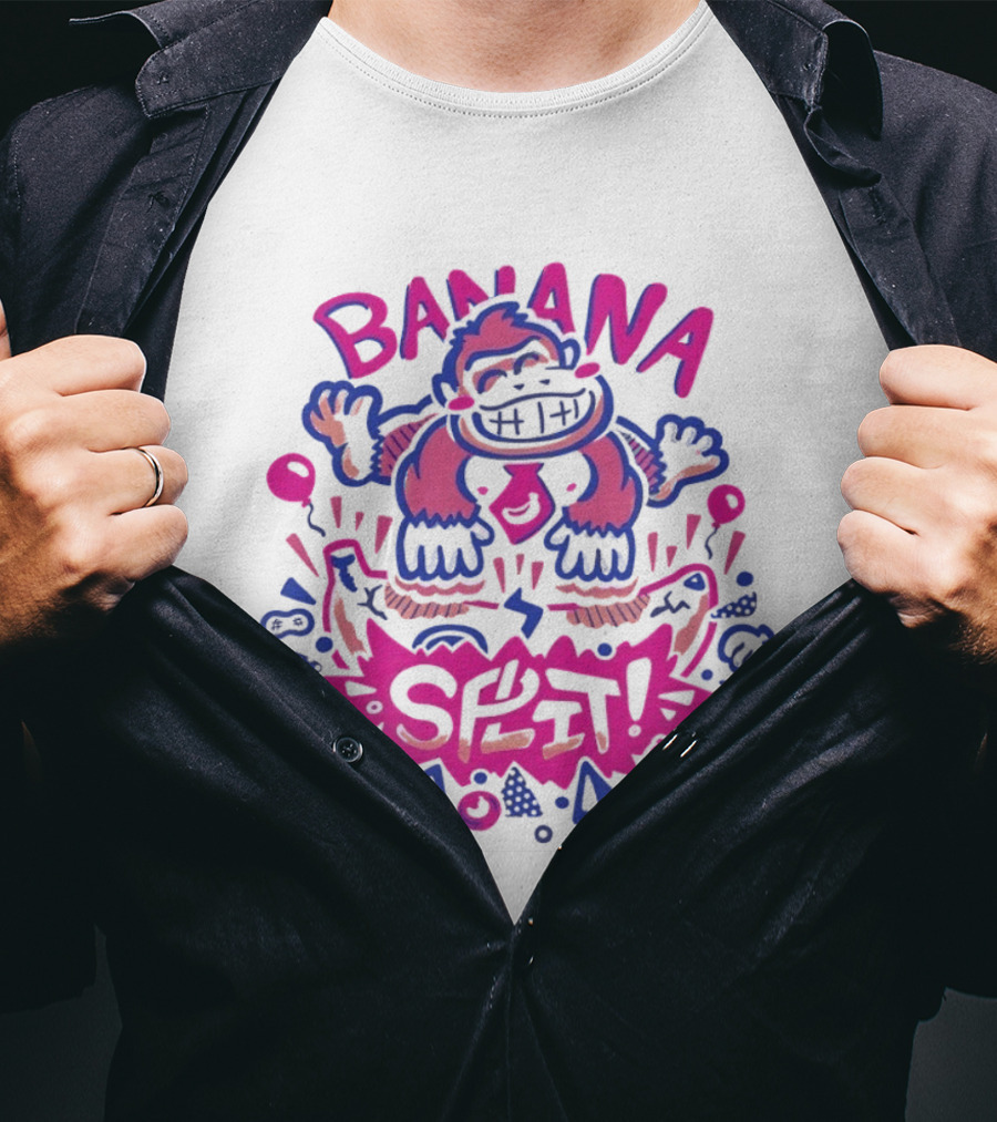 Banana Split Monkey Cartoon Fun T-Shirt