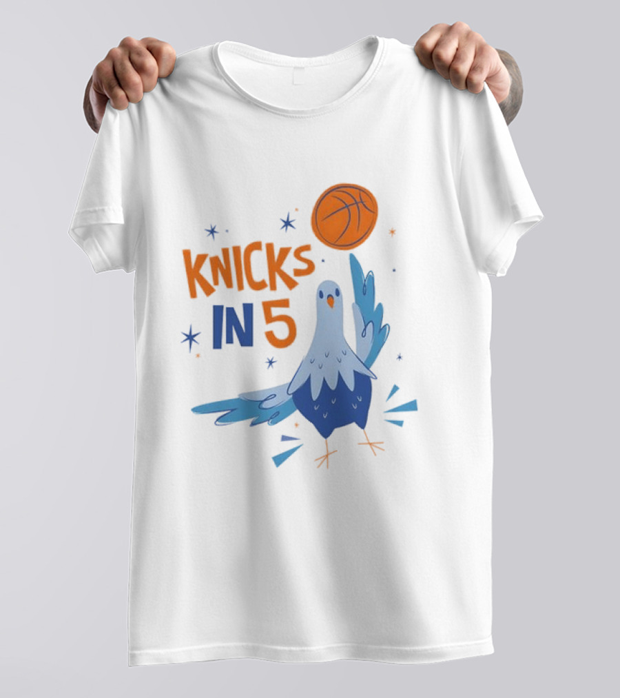 New York Knicks NBA Pigeon Basketball Knicks In 5 T-Shirt