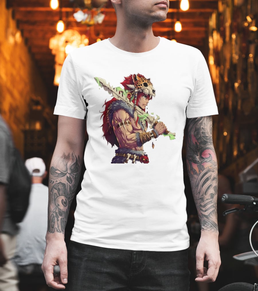 Jaguar Warrior Aztec Fantasy Glowing Bone Sword Warrior T-Shirt