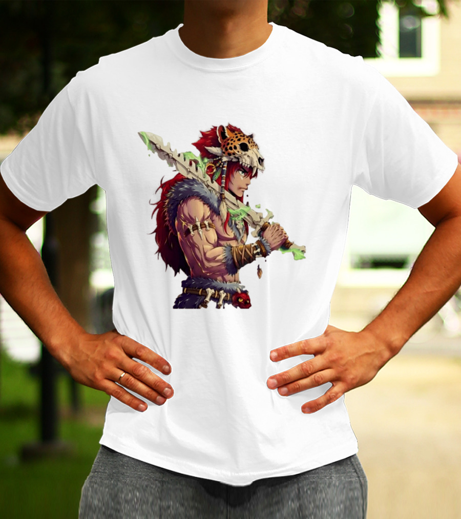 Jaguar Warrior Aztec Fantasy Glowing Bone Sword Warrior T-Shirt