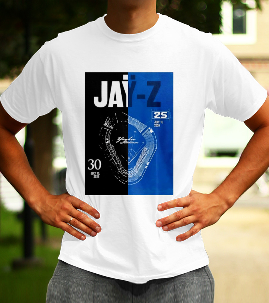 Jay Z Yankee Stadium July 10 11 2026 Celebration With Map Blueprint T-Shirt