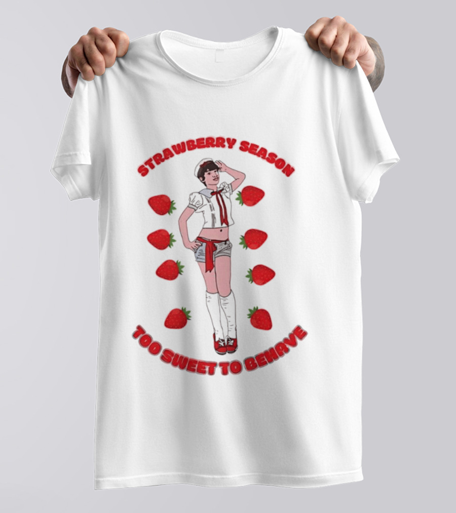 Strawberry Season Too Sweet To Behave Sailor Girl Fruit T-Shirt