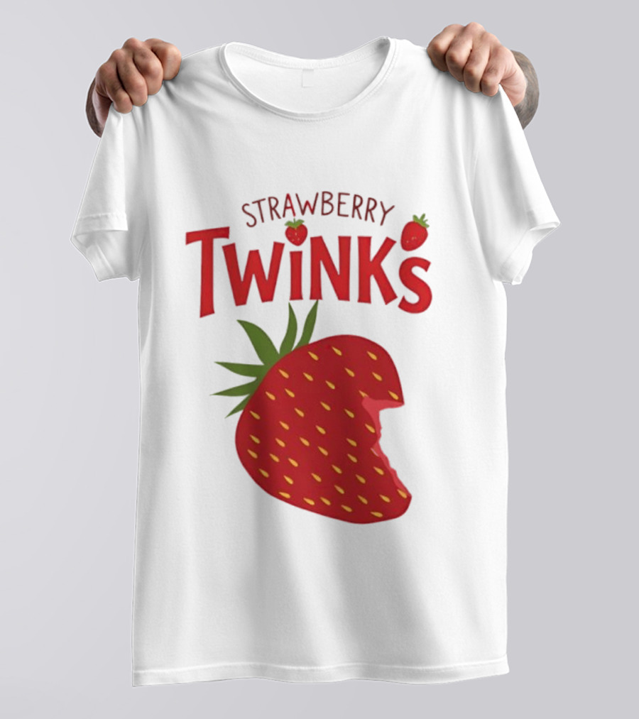 Strawberry Twinks Fruit Snack Pun Playful Bite T-Shirt