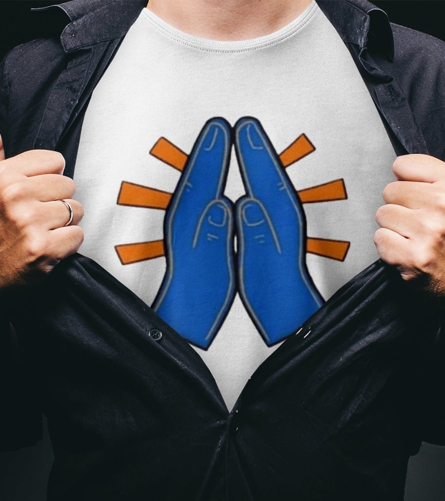 Please Just Make It All Worth It Blue Praying Hands Emoji T-Shirt