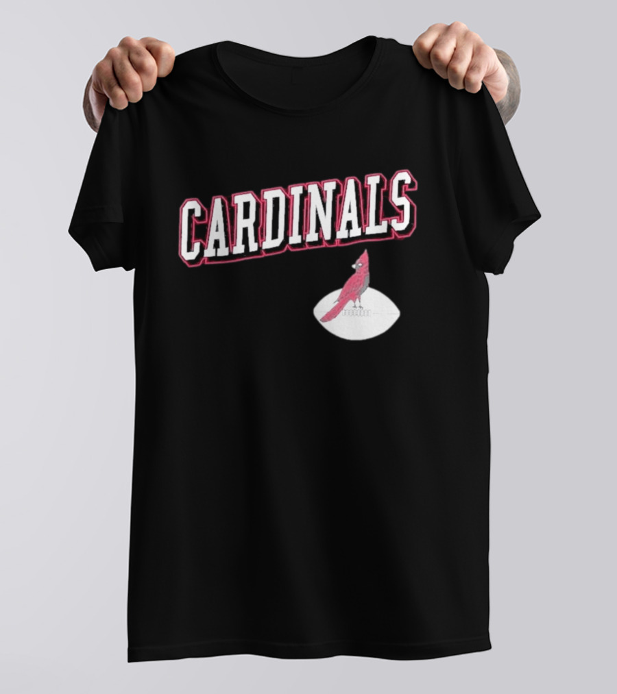 Arizona Cardinals Black Text With Cardinal On Football T-Shirt
