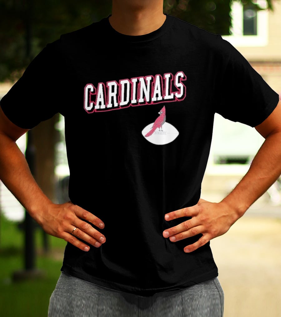 Arizona Cardinals Black Text With Cardinal On Football T-Shirt