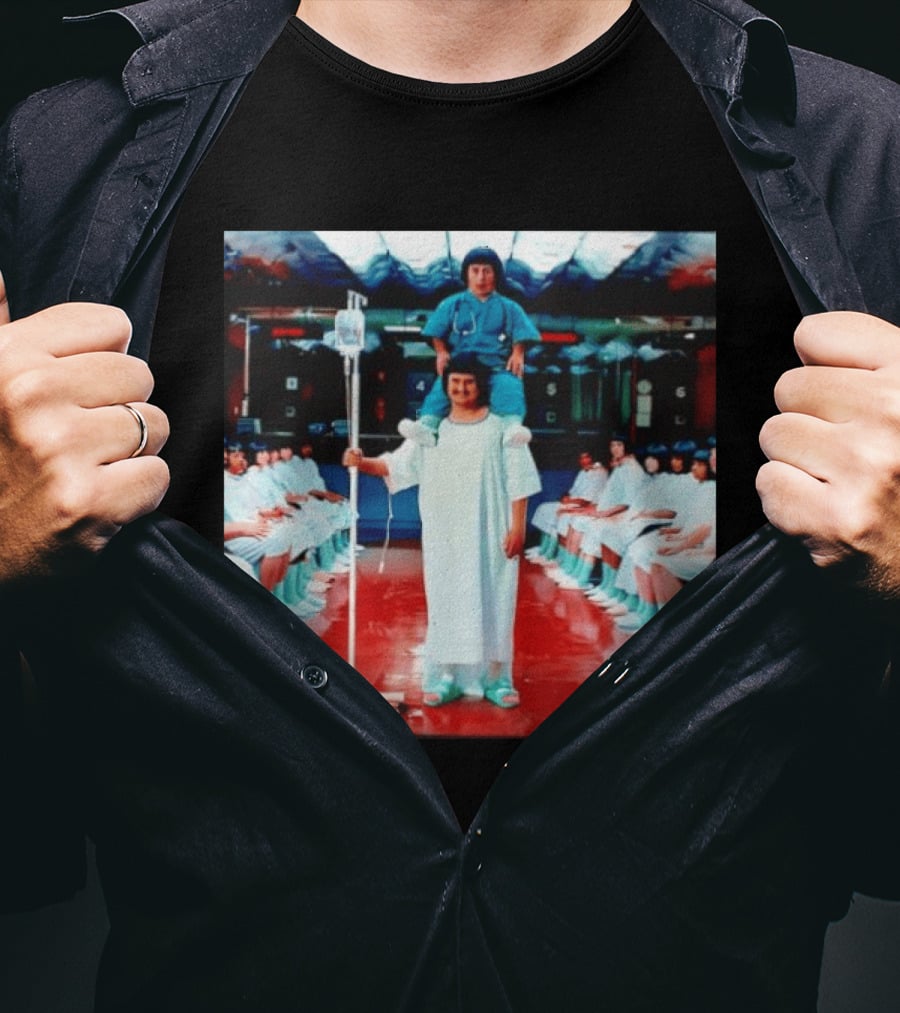 Doctor Riding On Patient Shoulders Hospital Room Surrealism T-Shirt