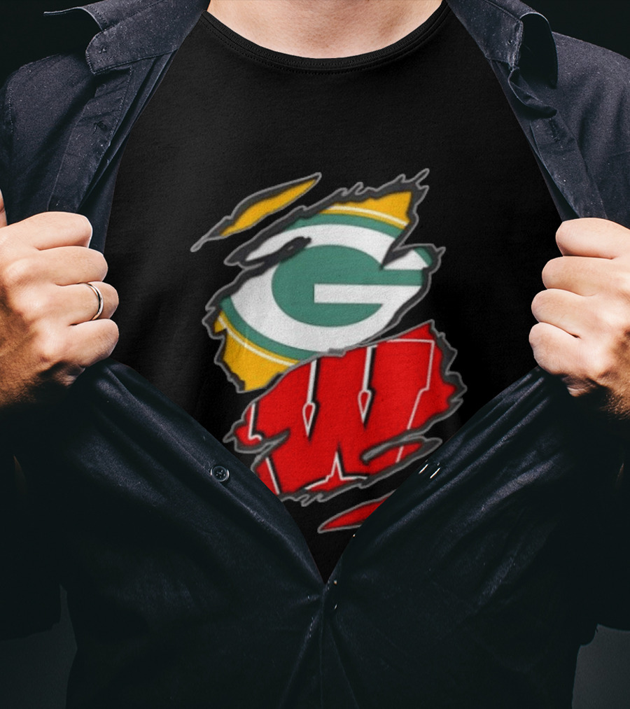 Green Bay Packers Wisconsin Badgers Team Sports Fan T-Shirt