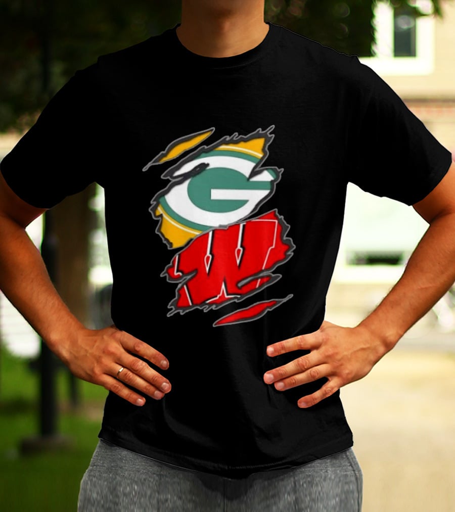 Green Bay Packers Wisconsin Badgers Team Sports Fan T-Shirt
