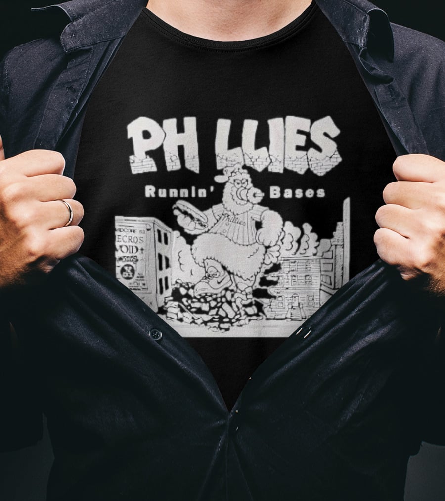 Phillies Runnin' Bases Phillie Phanatic Eating Hoagie Hardcore 83 Necros Void Oct 22 T-Shirt