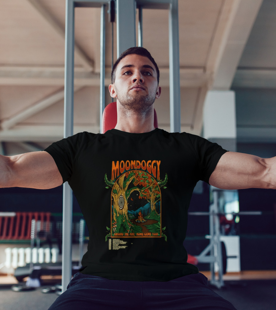 Moondoggy Around The Fire Home Game Tour 2026 Psychedelic Forest Campfire T-Shirt