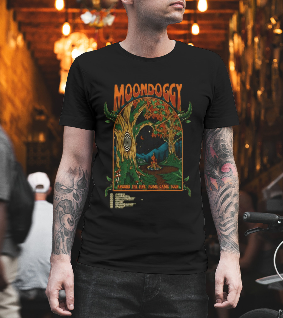 Moondoggy Around The Fire Home Game Tour 2026 Psychedelic Forest Campfire T-Shirt