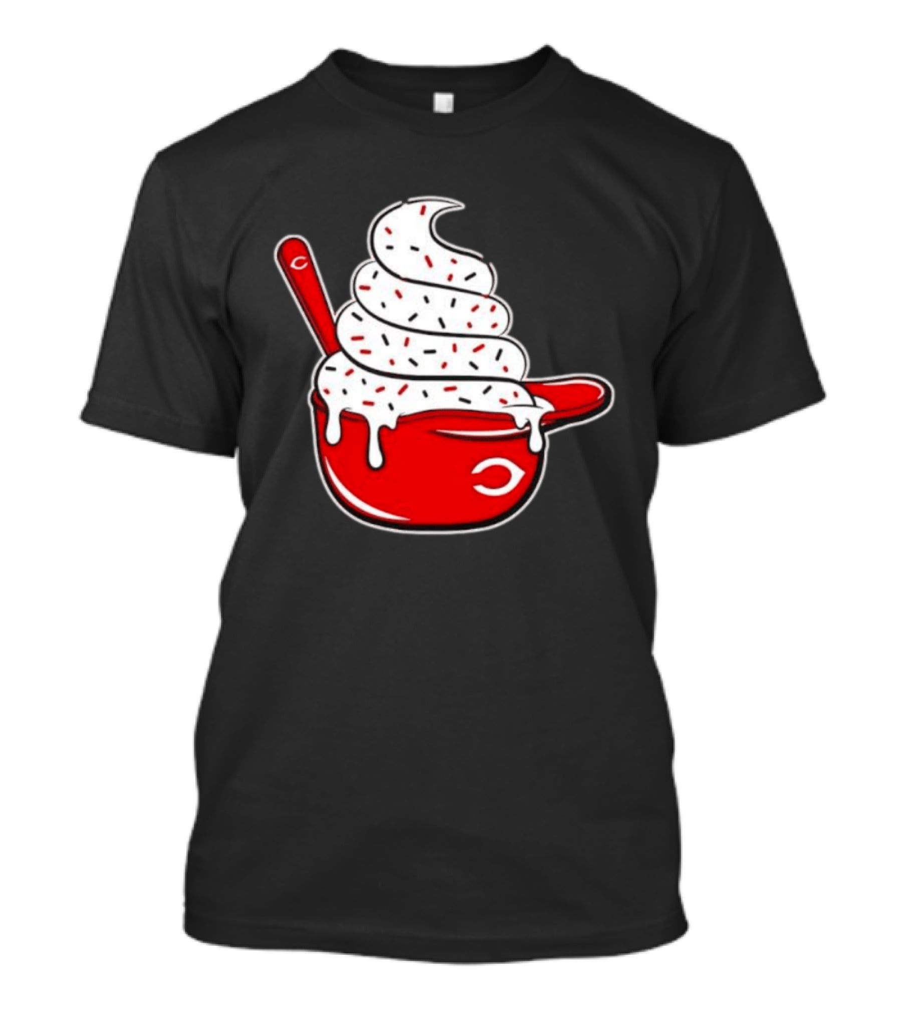 Cincinnati Reds Ice Cream Helmet With Sprinkles And Spoon T-Shirt