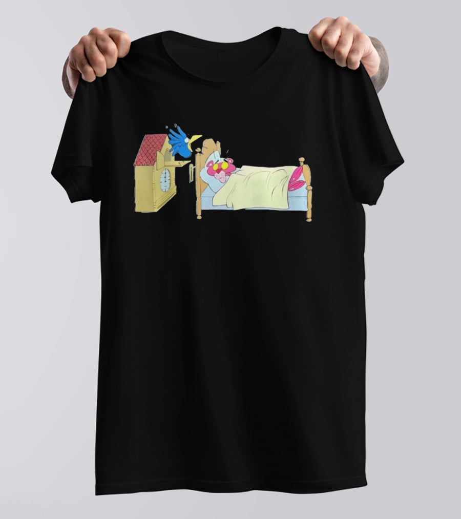 Onlyretro Pink Panther Startled Awake By Cuckoo Surprise T-Shirt