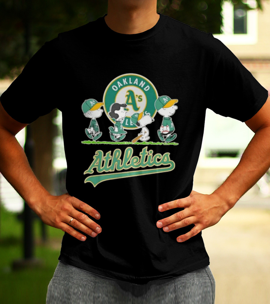 Peanuts Characters Oakland Athletics A's Team Major League Baseball Snoopy Charlie Brown Woodstock T-Shirt