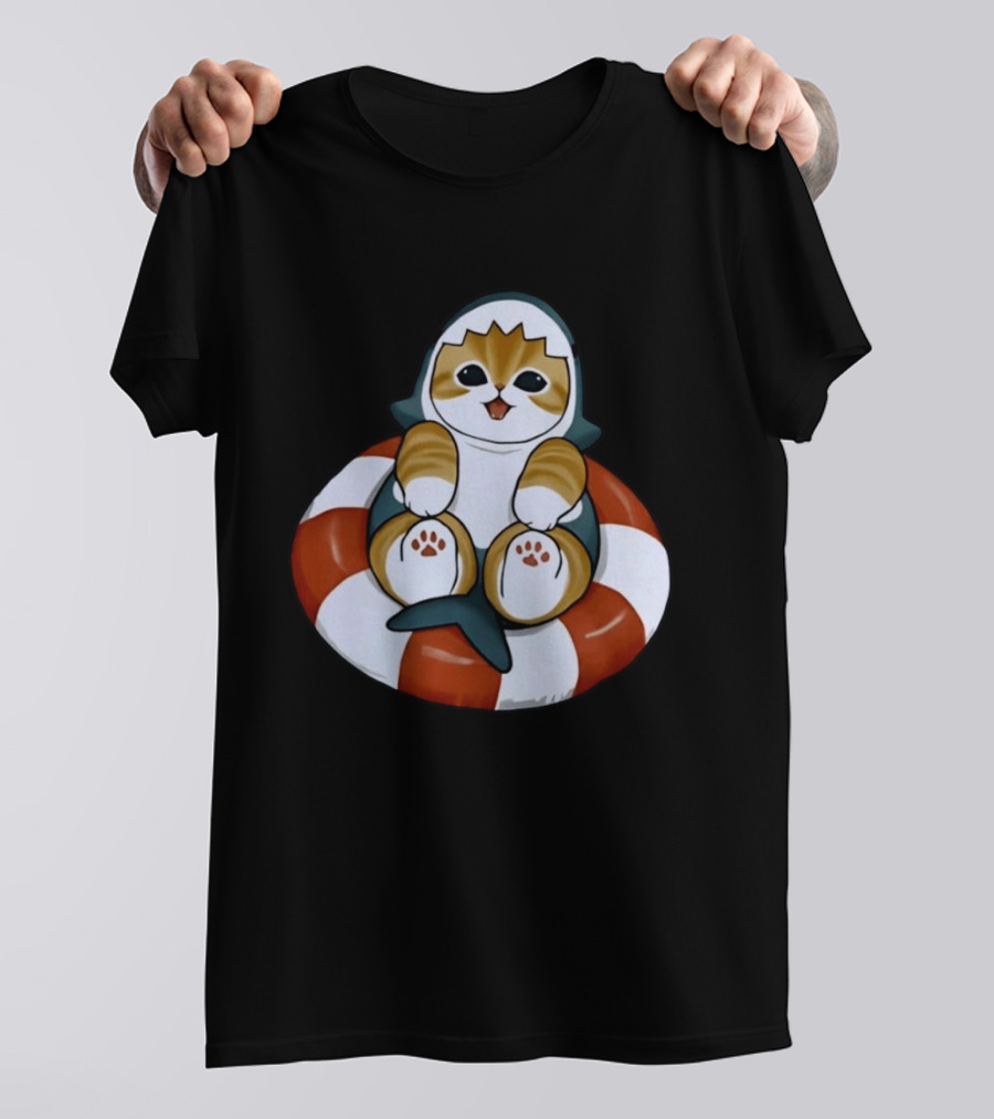 Shark Kitten Inflatable Tube Cat Shark Halloween Cats Animals T-Shirt