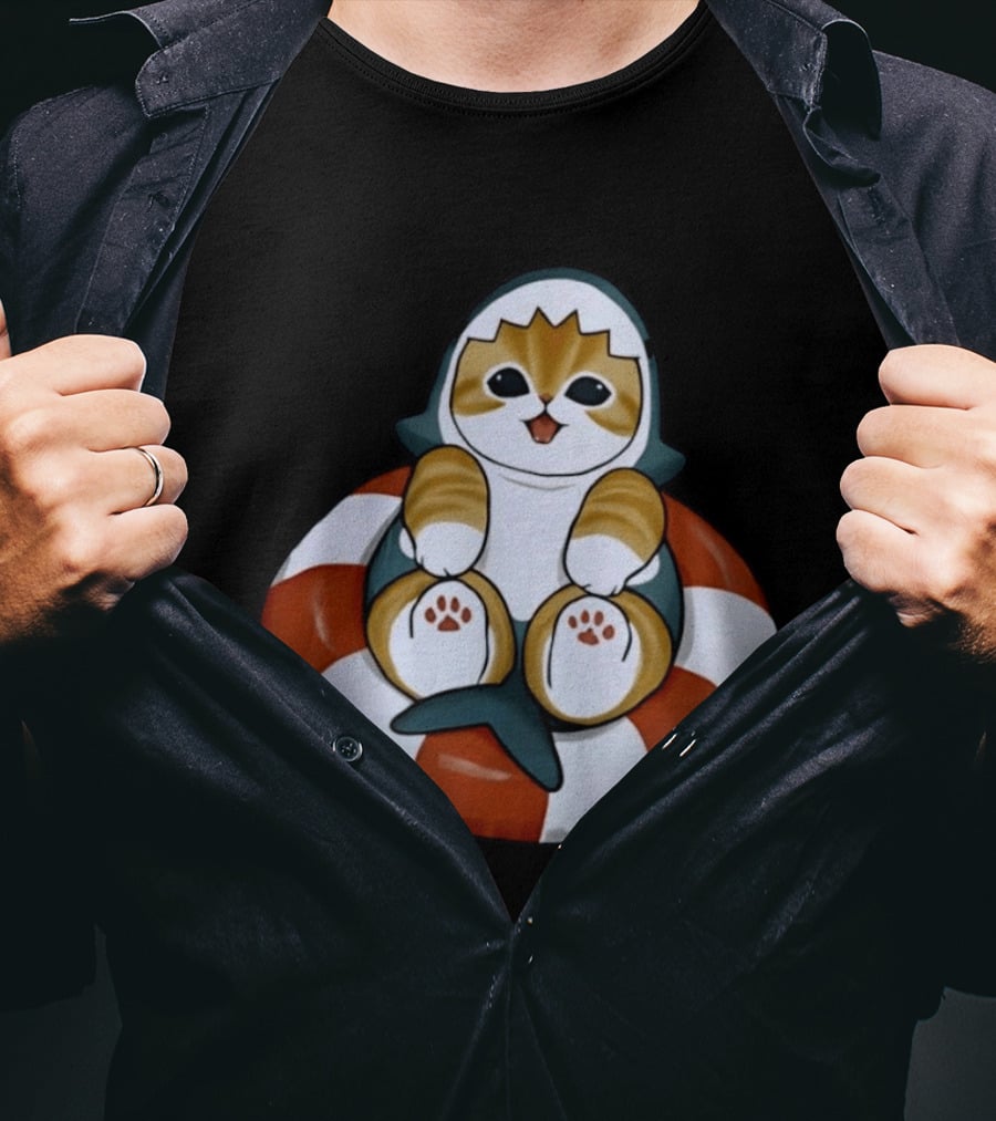 Shark Kitten Inflatable Tube Cat Shark Halloween Cats Animals T-Shirt