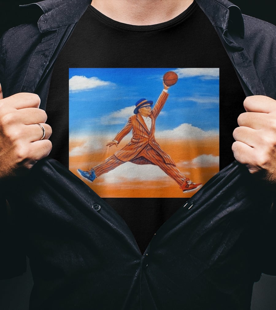Spike Lee Jumping Basketball Air Jordan Jumpman Striped Suit Sky Sneakers T-Shirt