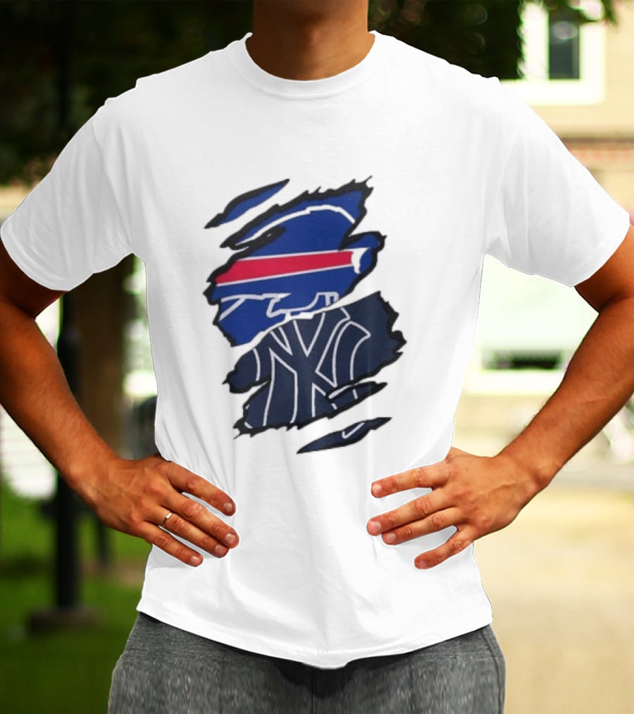 Buffalo Bills New York Yankees Split Collaboration Beneath The Surface T-Shirt