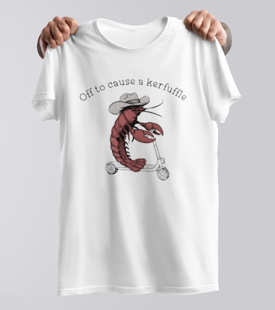 Cowboy Lobster On Scooter Off To Cause A Kerfuffle Humorous Pun Animal T-Shirt