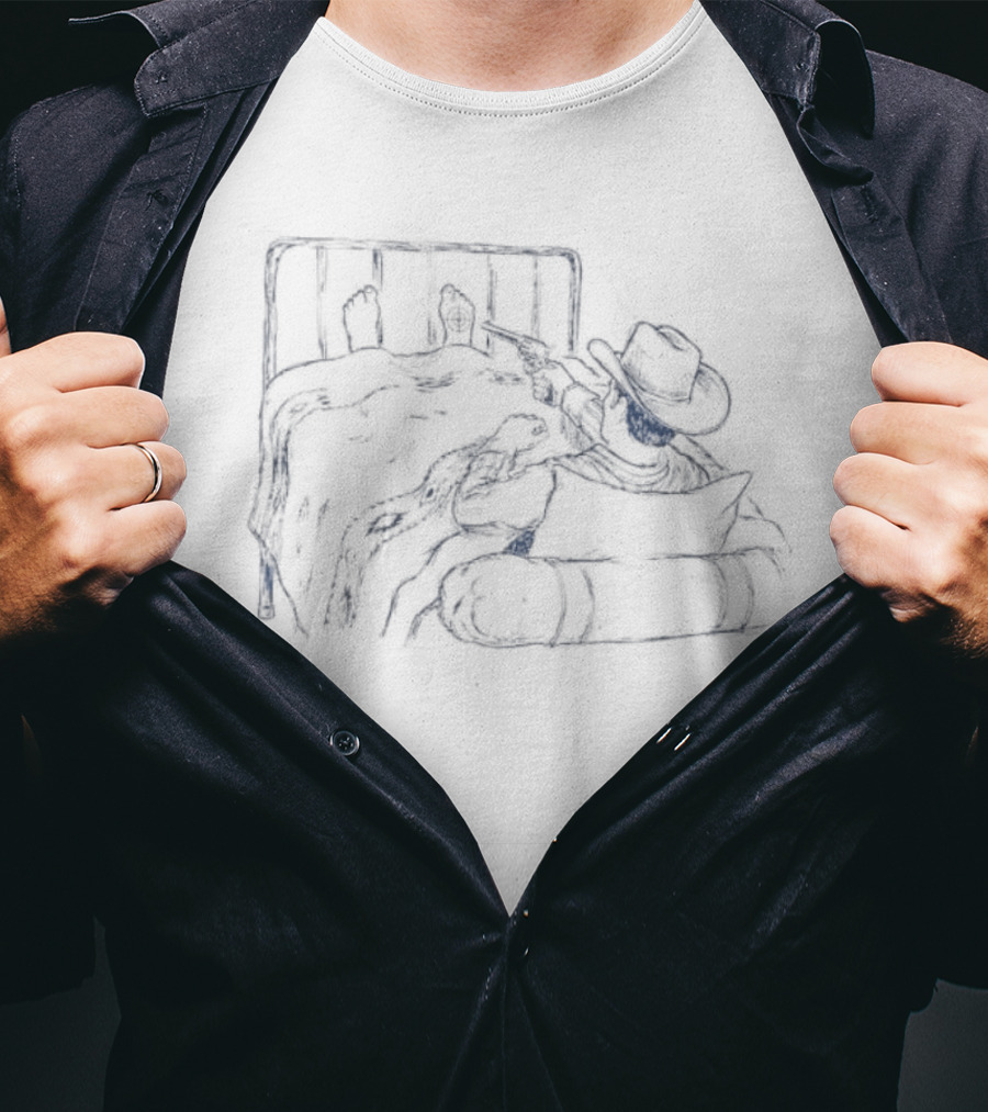 Liberty Maniacs Cowboy Shooting His Own Foot Sketch T-Shirt
