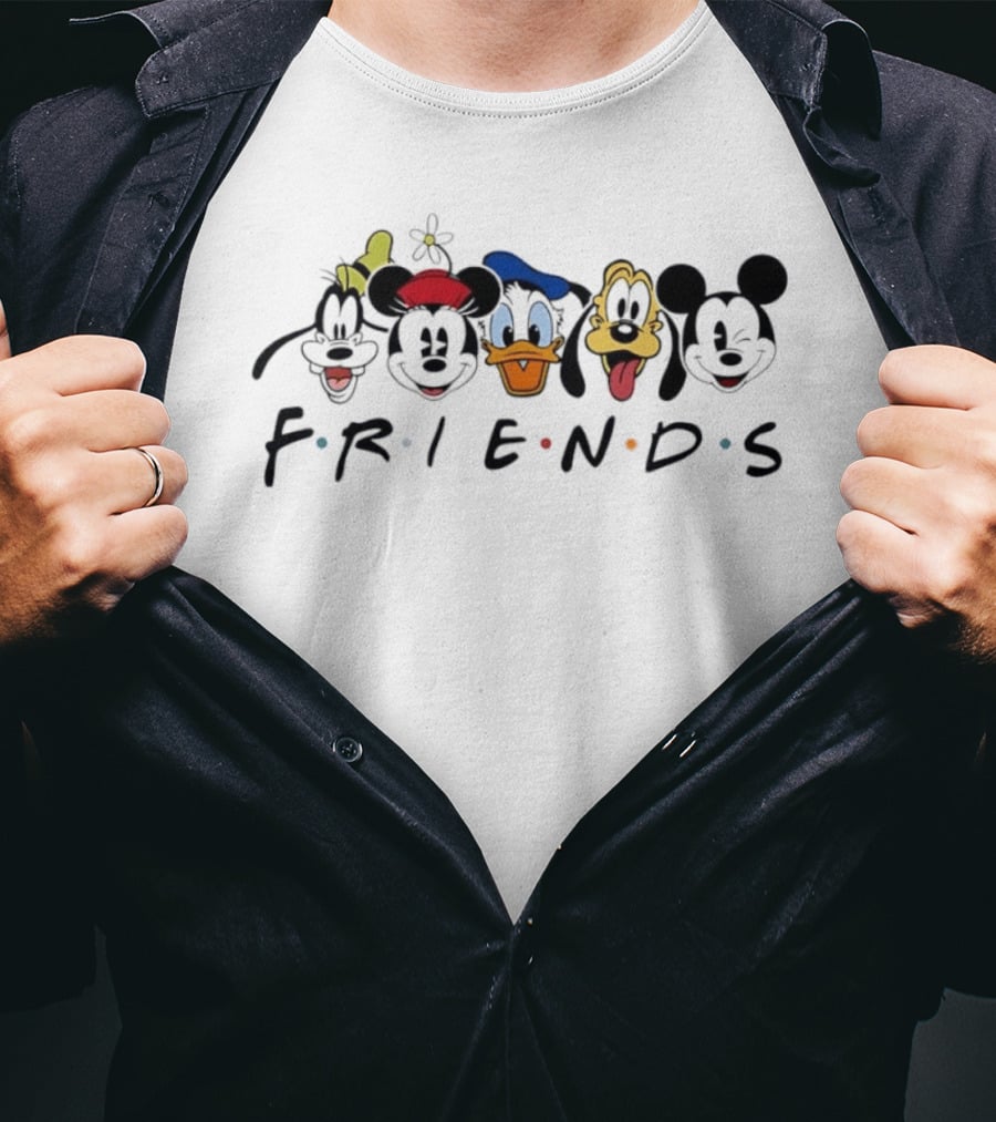 Disney Friends Goofy Minnie Donald Pluto Mickey Faces T-Shirt