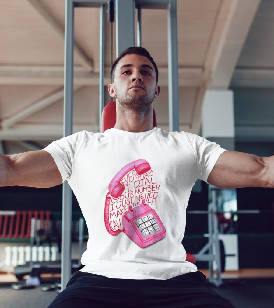 Every Day I Dial Your Number I Just Never Make The Call Retro Pink Telephone T-Shirt