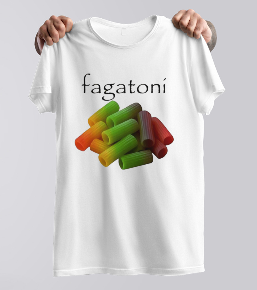 Fagatoni Rainbow Rigatoni Pasta Food Joke Pun LGBTQ+ Pride Humor T-Shirt