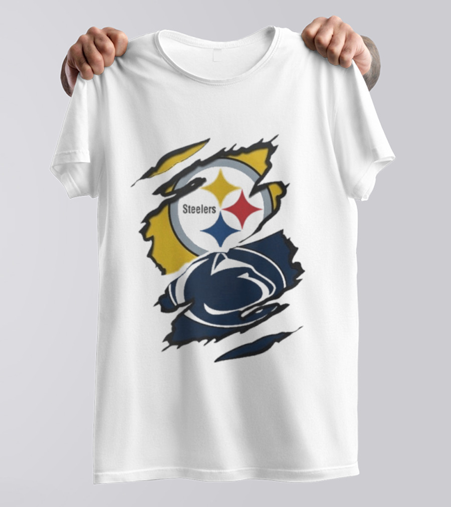 Pittsburgh Steelers Penn State Scratched Logo Fusion Beneath The Surface T-Shirt
