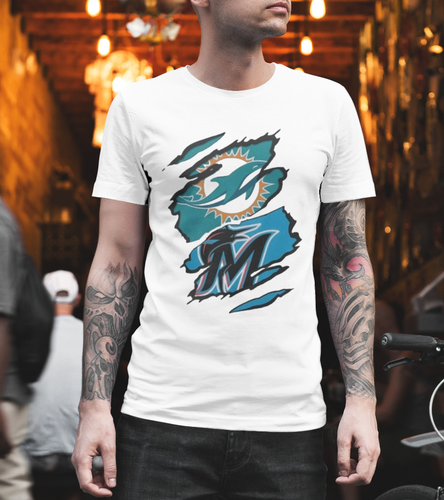 Miami Dolphins Marlins Beneath The Surface NFL MLB T-Shirt