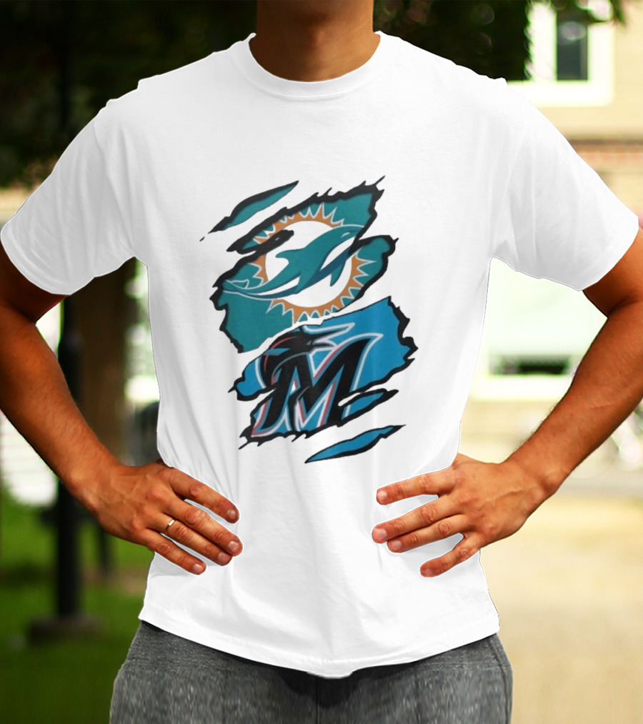 Miami Dolphins Marlins Beneath The Surface NFL MLB T-Shirt