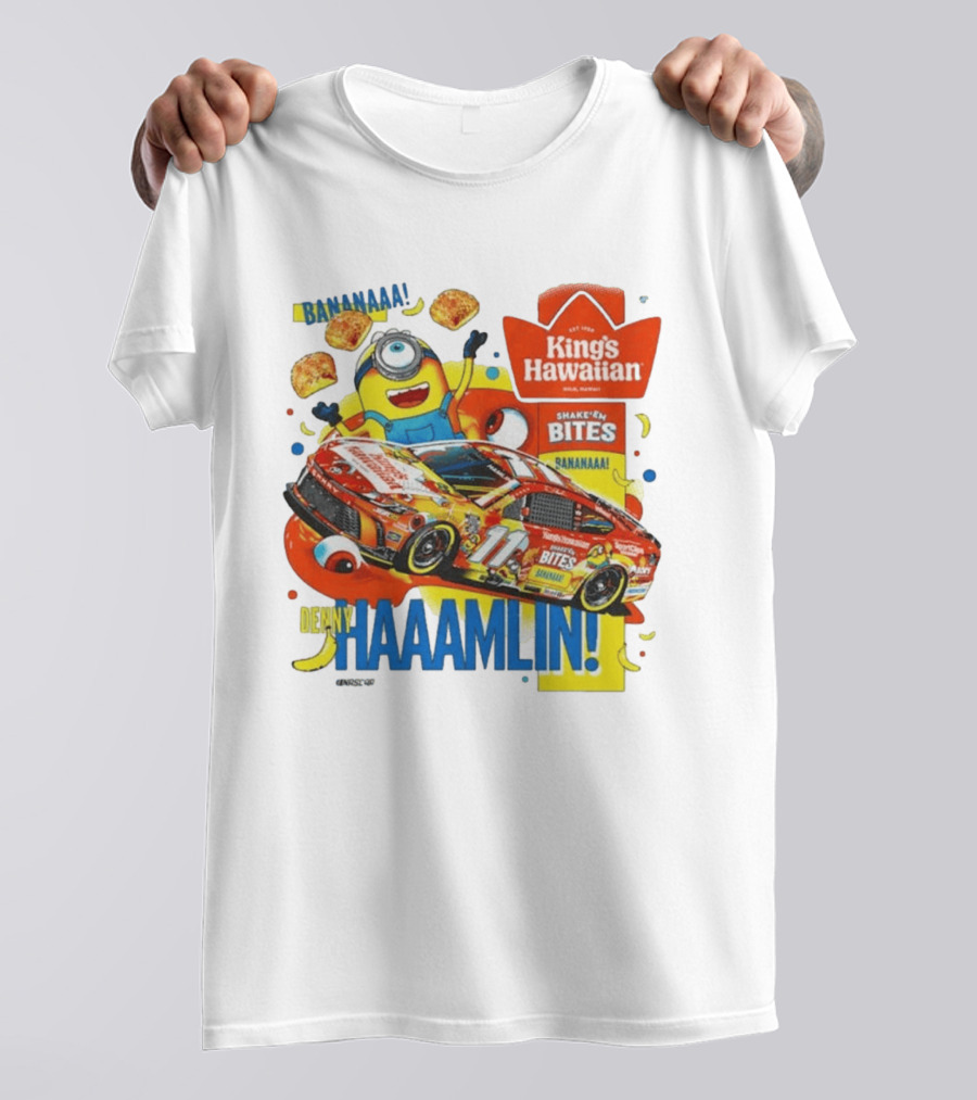 Minions Bananaa With Denny Hamlin King's Hawaiian Shake 'n Bites Racing 2026 T-Shirt