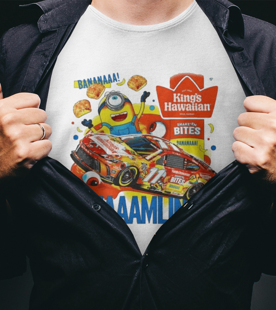 Minions Bananaa With Denny Hamlin King's Hawaiian Shake 'n Bites Racing 2026 T-Shirt