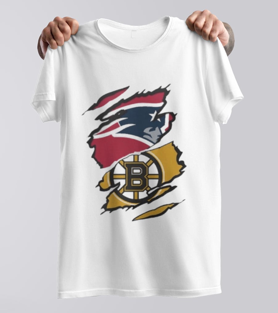 New England Patriots Boston Bruins Beneath The Surface Team Crossover Heritage T-Shirt