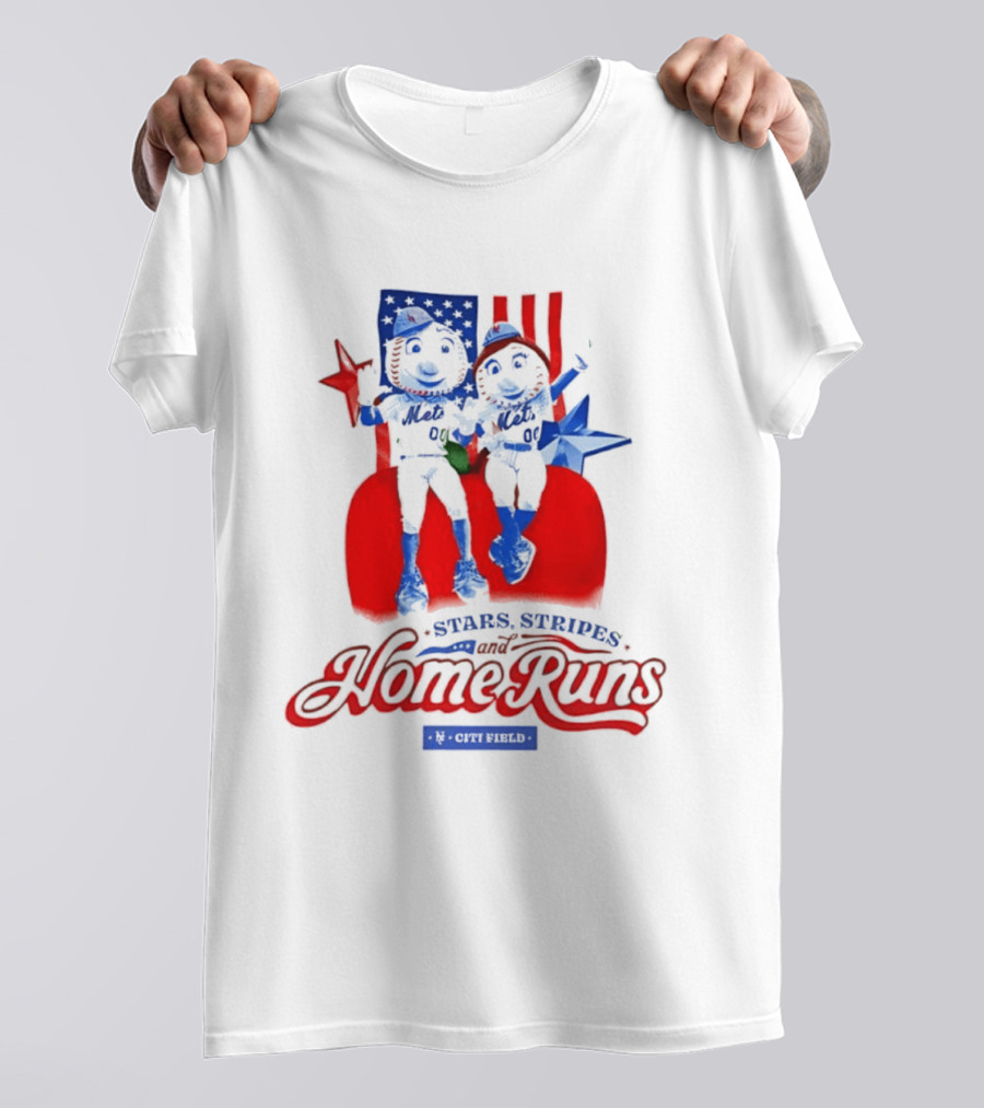 New York Mets Stars Stripes Home Runs Mr Met America T-Shirt