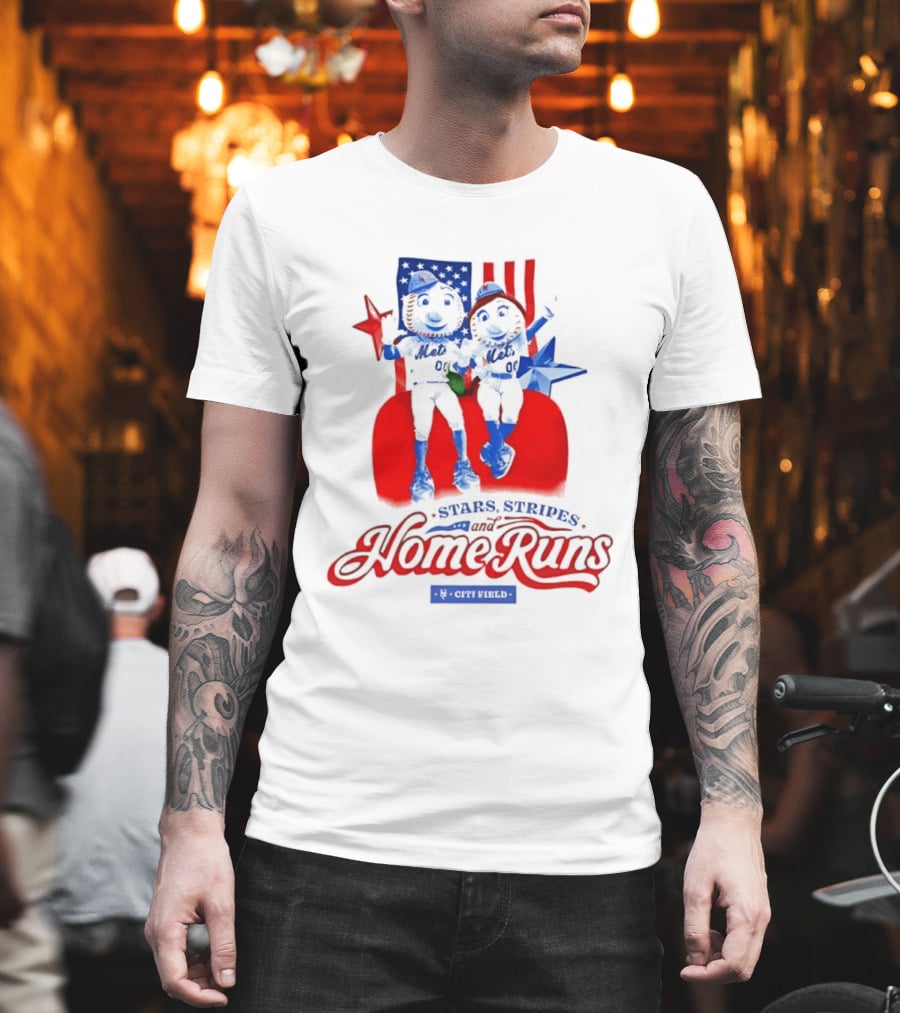 New York Mets Stars Stripes Home Runs Mr Met America T-Shirt
