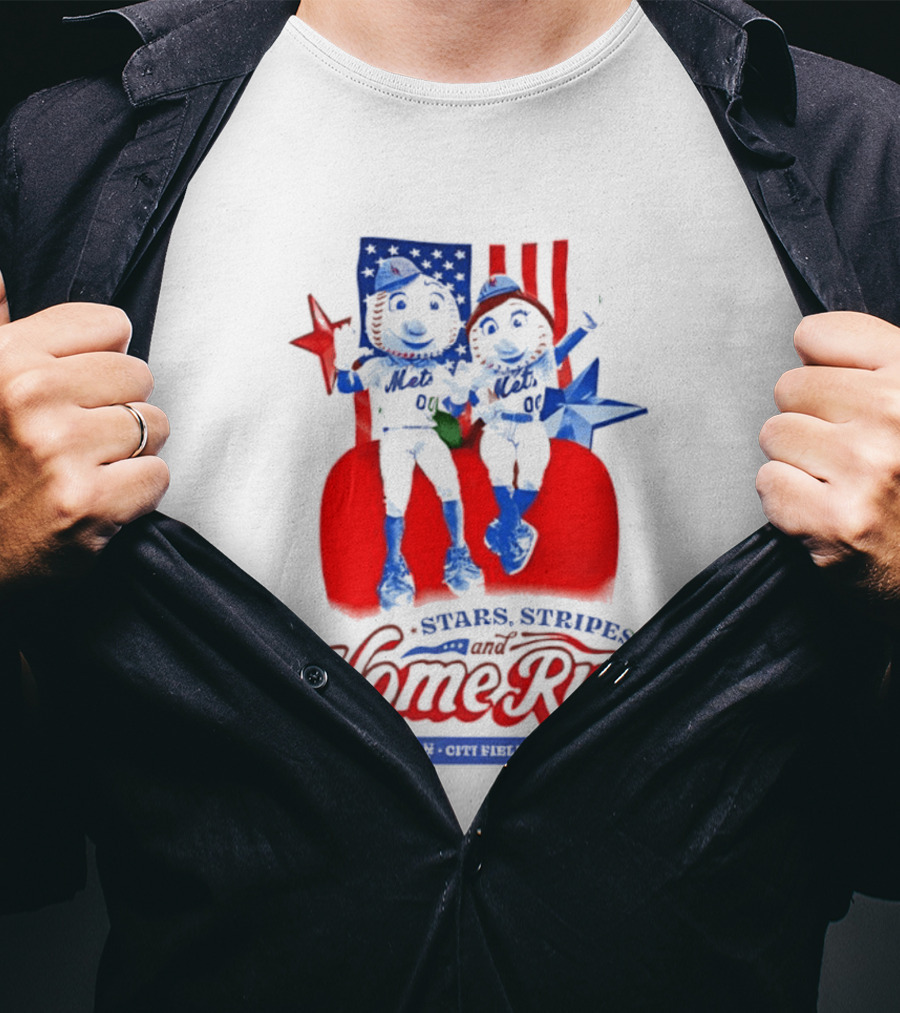 New York Mets Stars Stripes Home Runs Mr Met America T-Shirt