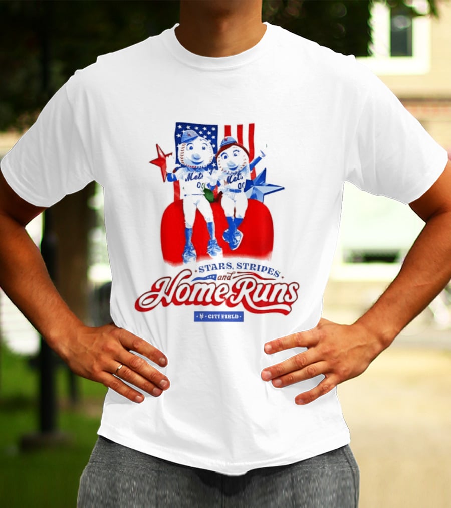 New York Mets Stars Stripes Home Runs Mr Met America T-Shirt