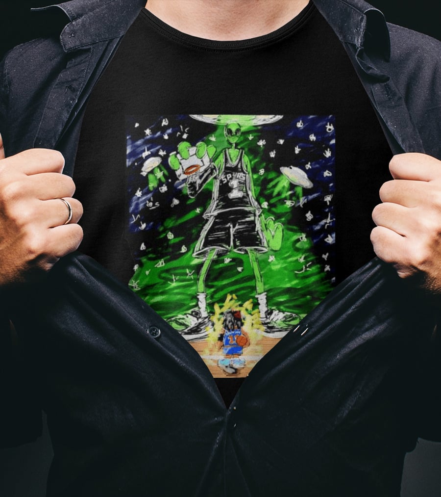 Victor Wembanyama Alien San Antonio Spurs Vs Jalen Brunson New York Knicks NBA Showdown T-Shirt