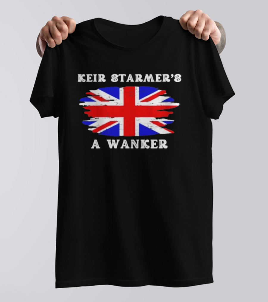 Keir Starmer's A Wanker Union Jack Flag British Political Satire T-Shirt