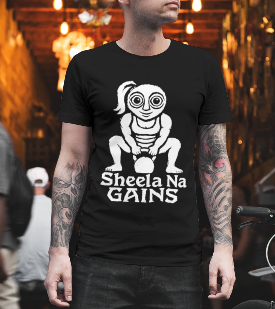 Sheela Na Gig Kettlebell Exercise Sheela Na Gains Fitness Workout Lifting T-Shirt